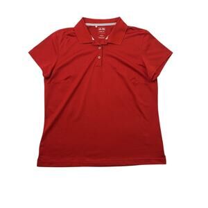 Adidas Shirt Mens L Large Apple Red Climalite Performance Short Sleeve Polo